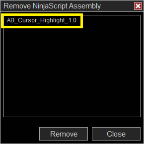 Remove NinjaScript Assembly dialog box