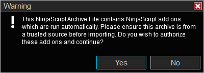 NinjaTrader add-on warning 1