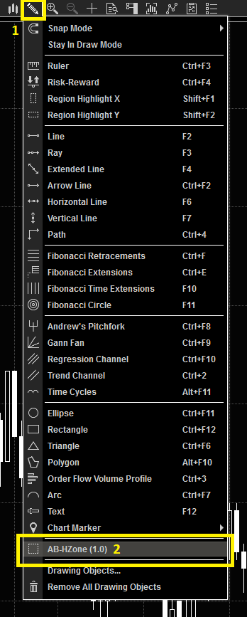 Drawing Tools drop-down menu