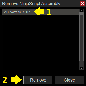 Remove NinjaScript Assembly dialog box
