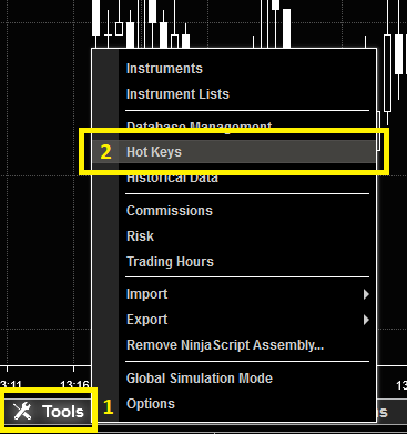 NinjaTrader Tools menu