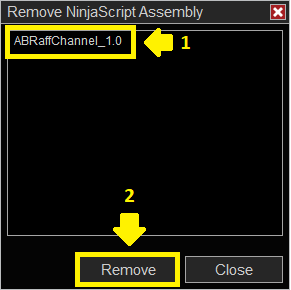 Remove NinjaScript Assembly dialog box