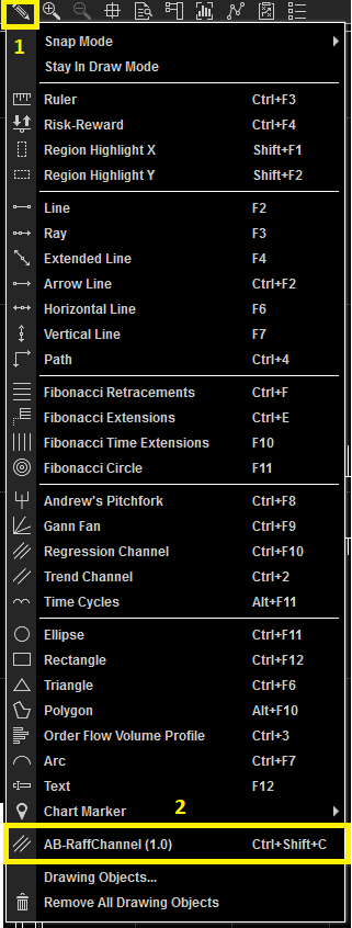 Drawing Tools drop-down menu