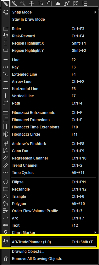 Drawing Tools drop-down menu